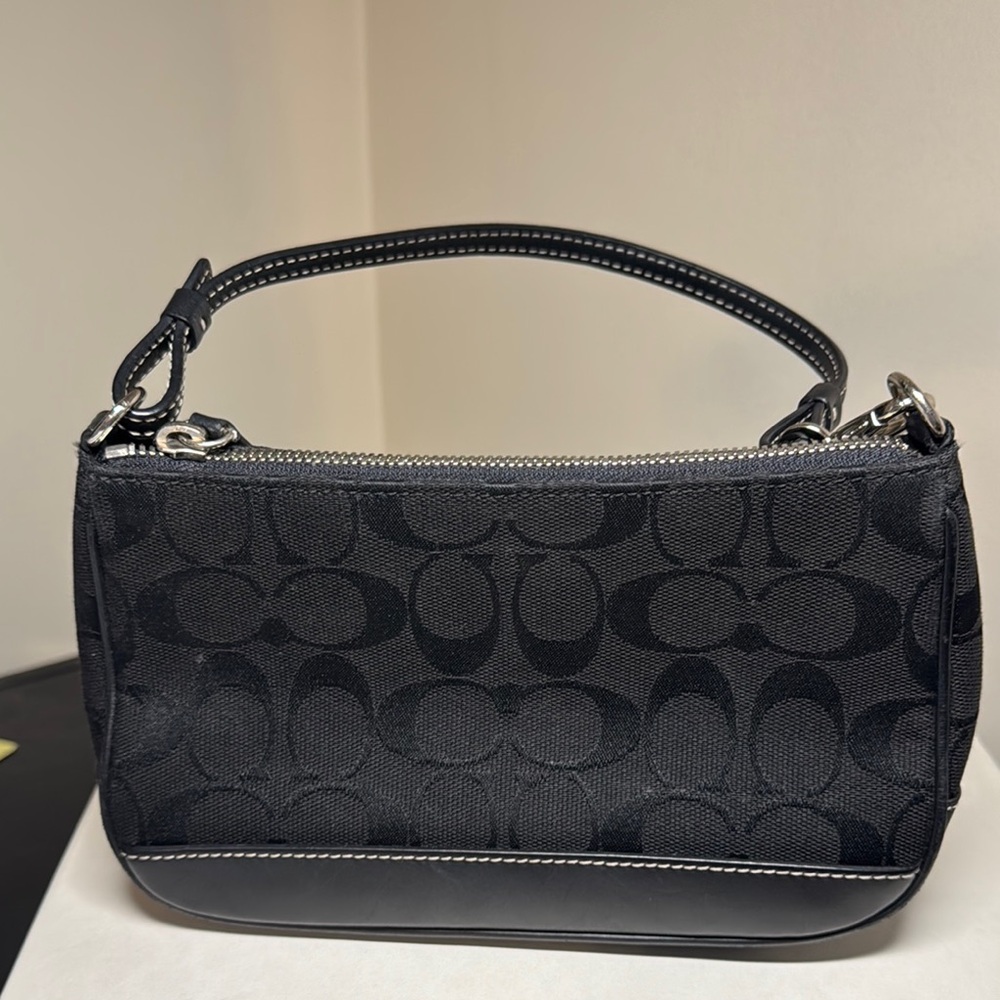 Coach Black Shoulder Bag with Signature Monogram